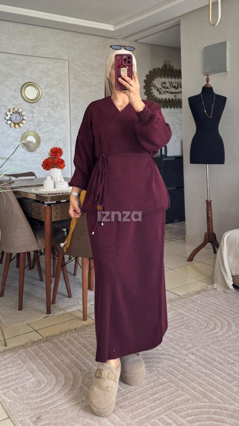 طقم كيمونو وصاية طويلة مع الحزام - 3 ديال القطع - 320 درهم — 3
