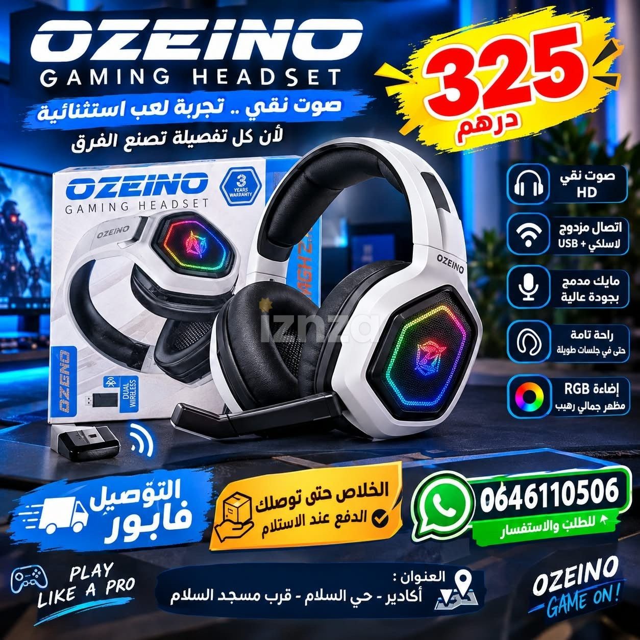 🎧 Casque Gaming OZEINO