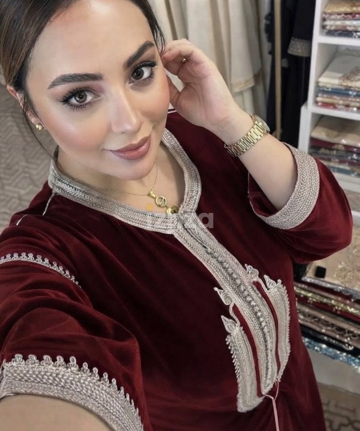 قفطان مبرة تاج حرير مخدوم بسفيفة متقونة — 3